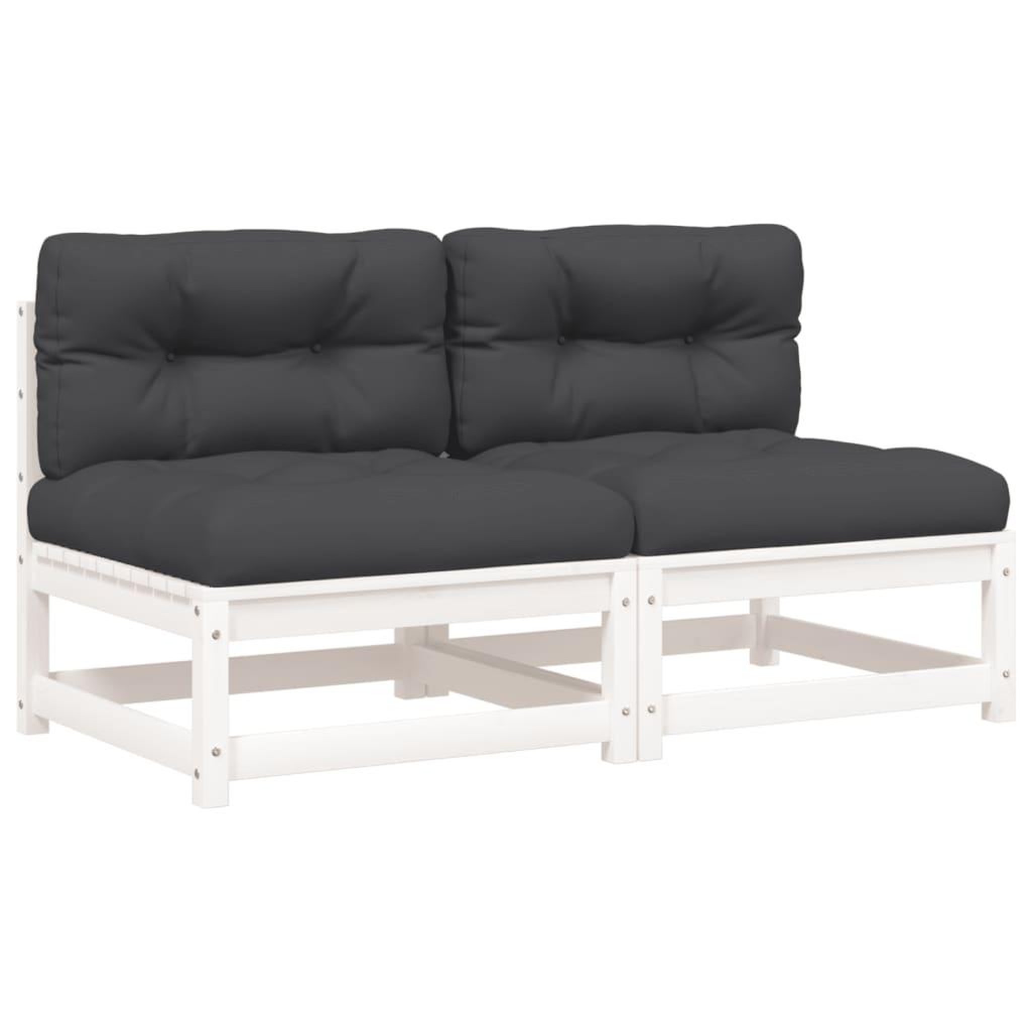 Voir la diapositive 2 : VIDAXL Canapes de jardin sans accoudoirs coussins 2pcs bois massif pin