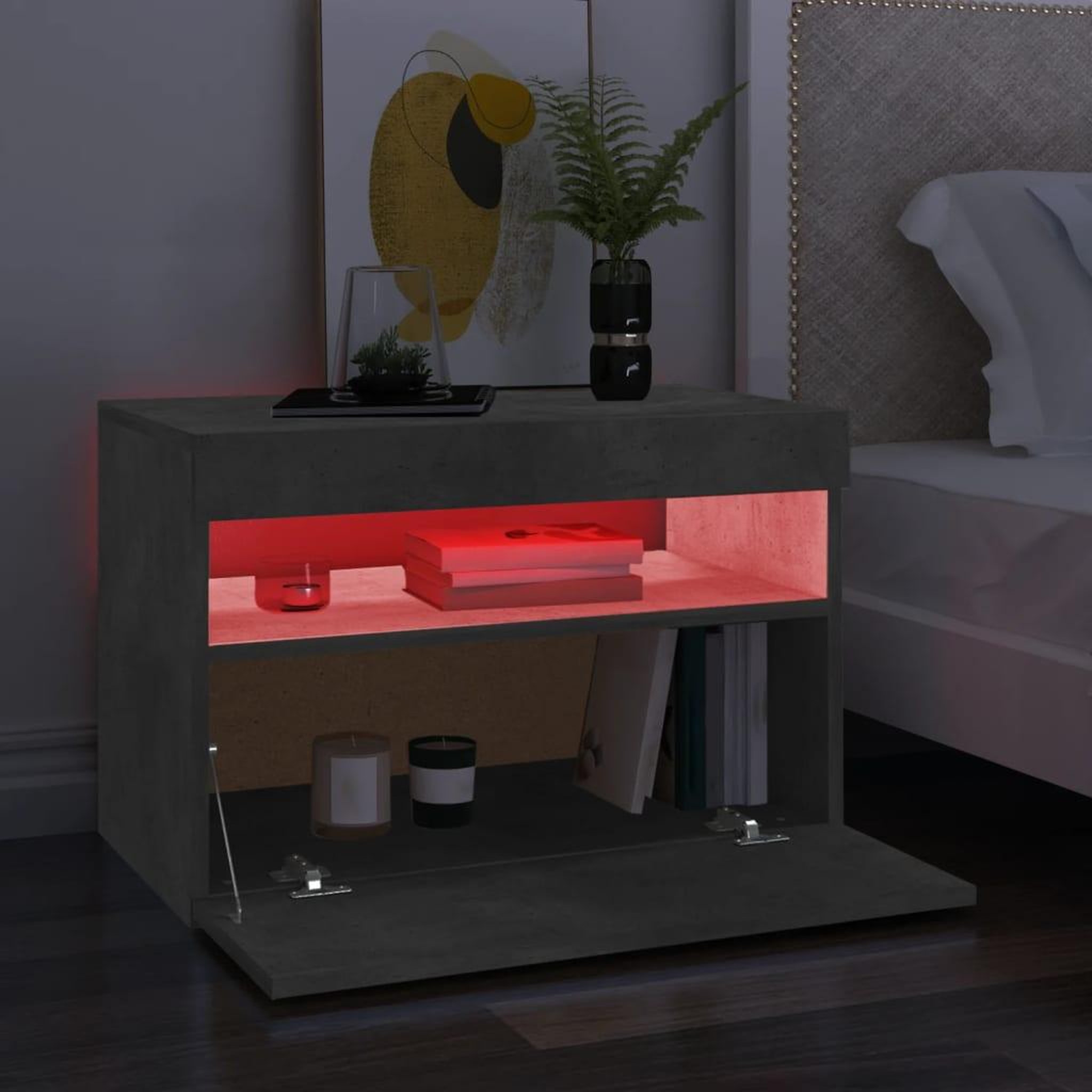 Voir la diapositive 4 : VIDAXL Meubles TV avec lumieres LED 2 pcs gris beton 60x35x40 cm