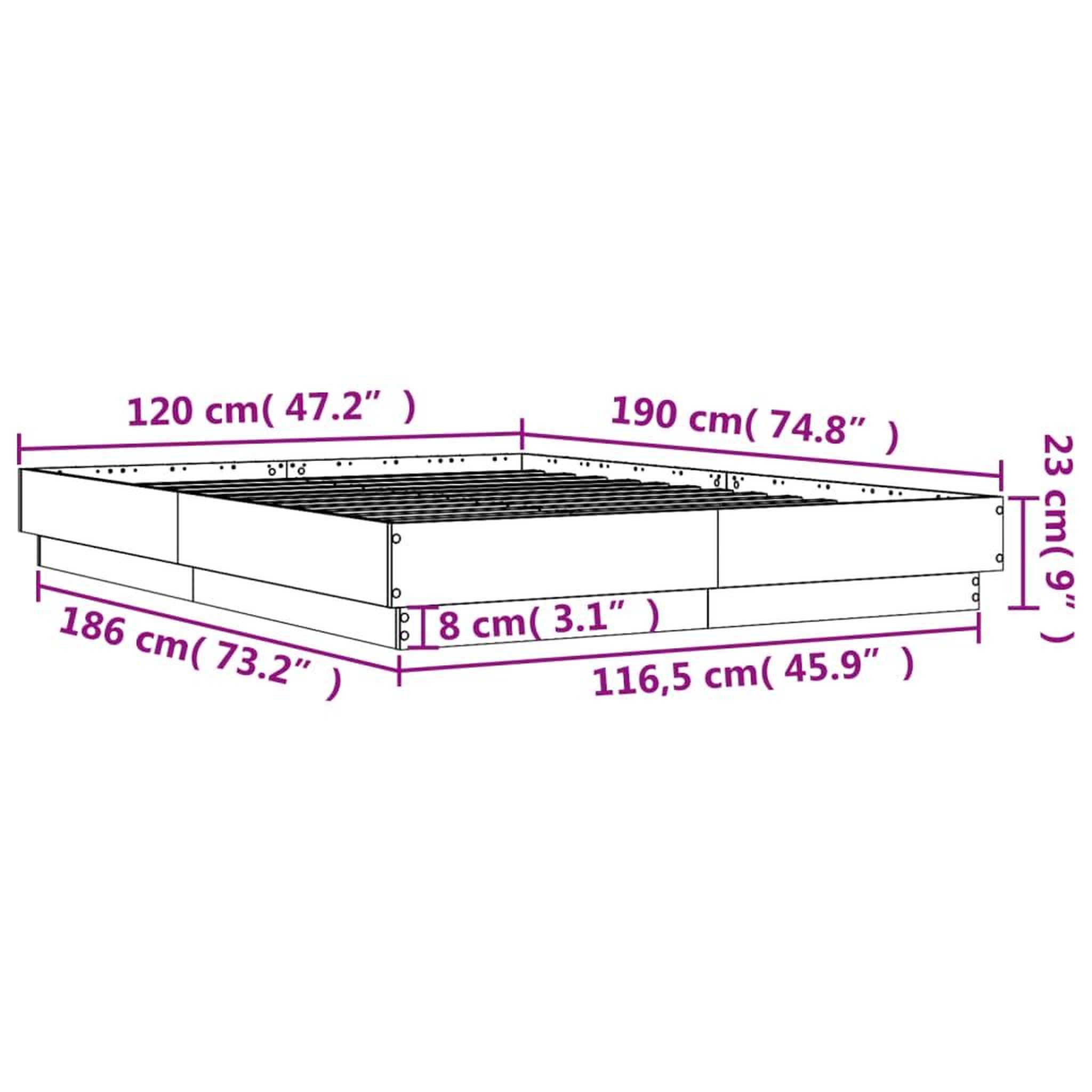 Voir la diapositive 6 : VIDAXL Cadre de lit avec LED sans matelas chene sonoma 120x190 cm