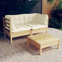 Voir la diapositive 1 : VIDAXL Salon de jardin 3 pcs avec coussins creme bois de pin