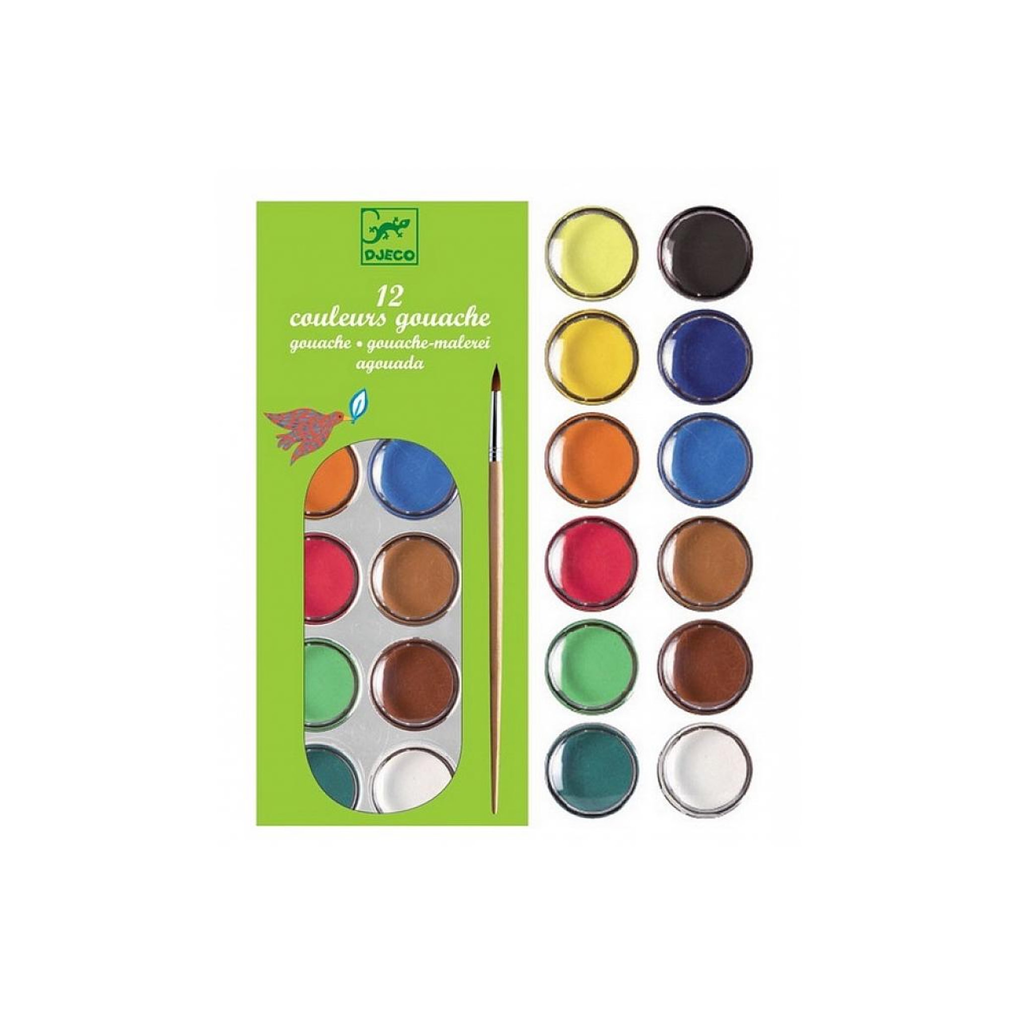 Djeco Peinture - palette de 12 couleurs gouache