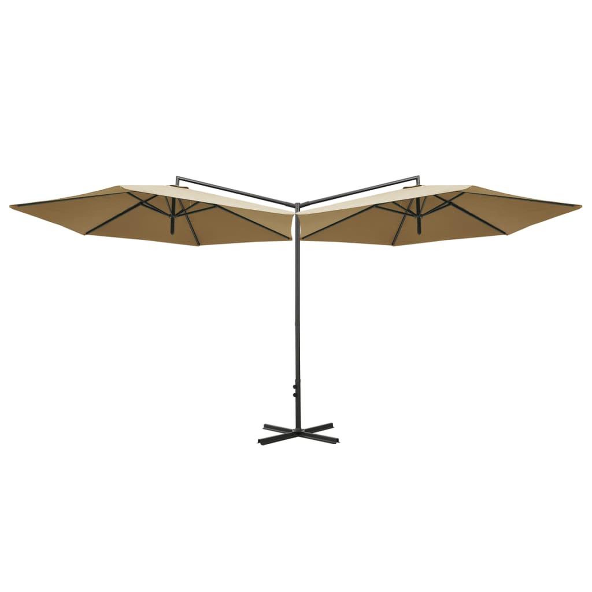 Voir la diapositive 3 : VIDAXL Parasol de jardin double avec mat en acier taupe 600 cm