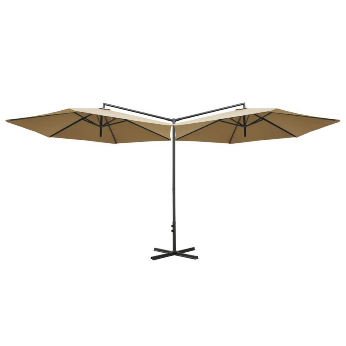 VIDAXL Parasol de jardin double avec mat en acier taupe 600 cm