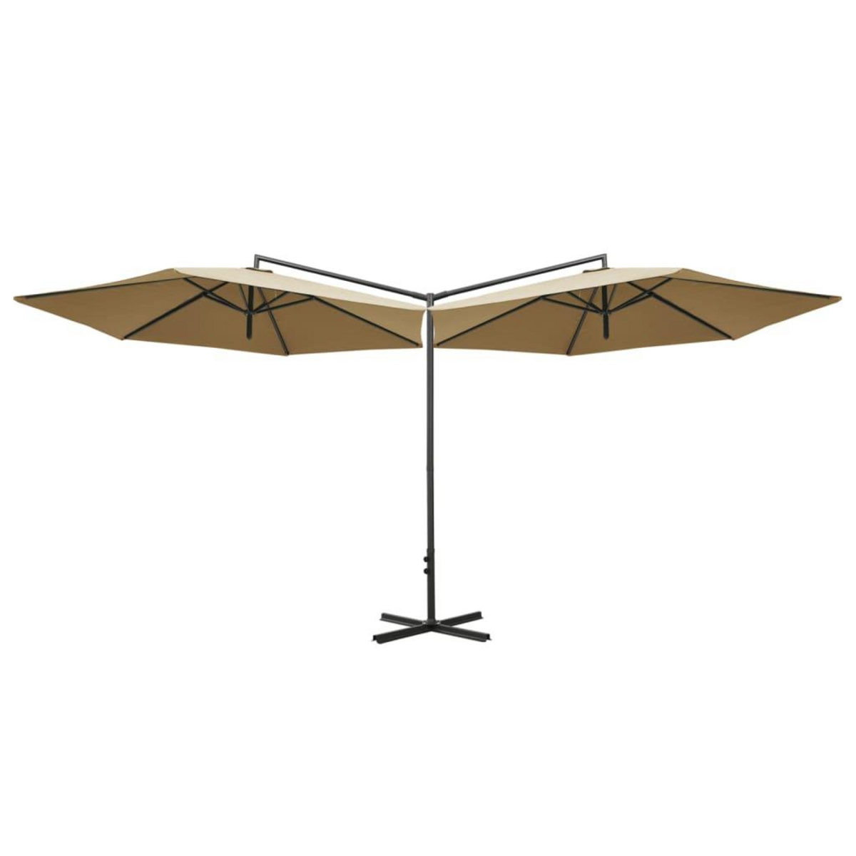 VIDAXL Parasol de jardin double avec mat en acier taupe 600 cm