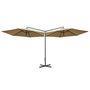 Voir la diapositive 3 : VIDAXL Parasol de jardin double avec mat en acier taupe 600 cm