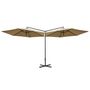 Voir la diapositive 3 : VIDAXL Parasol de jardin double avec mat en acier taupe 600 cm