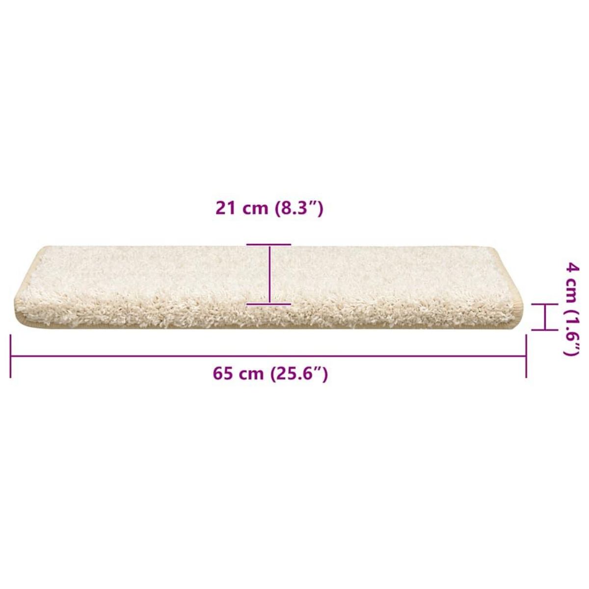 VIDAXL Tapis d'escalier 30 pcs 65x21x4 cm Blanc