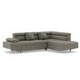 Voir la diapositive 2 : BEST MOBILIER Margaux - canapé d'angle droit 5 places convertible avec coffre et têtières réglables en velours texturé