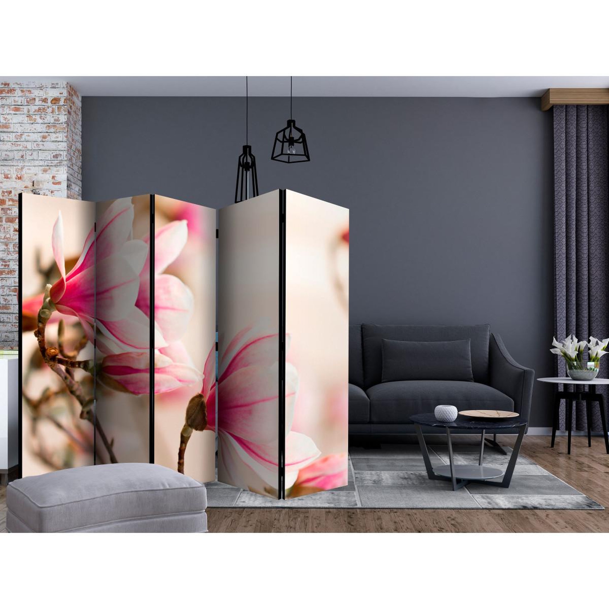 Voir la diapositive 2 : Paris Prix Paravent 5 volets  branch of magnolia tree  172x225cm