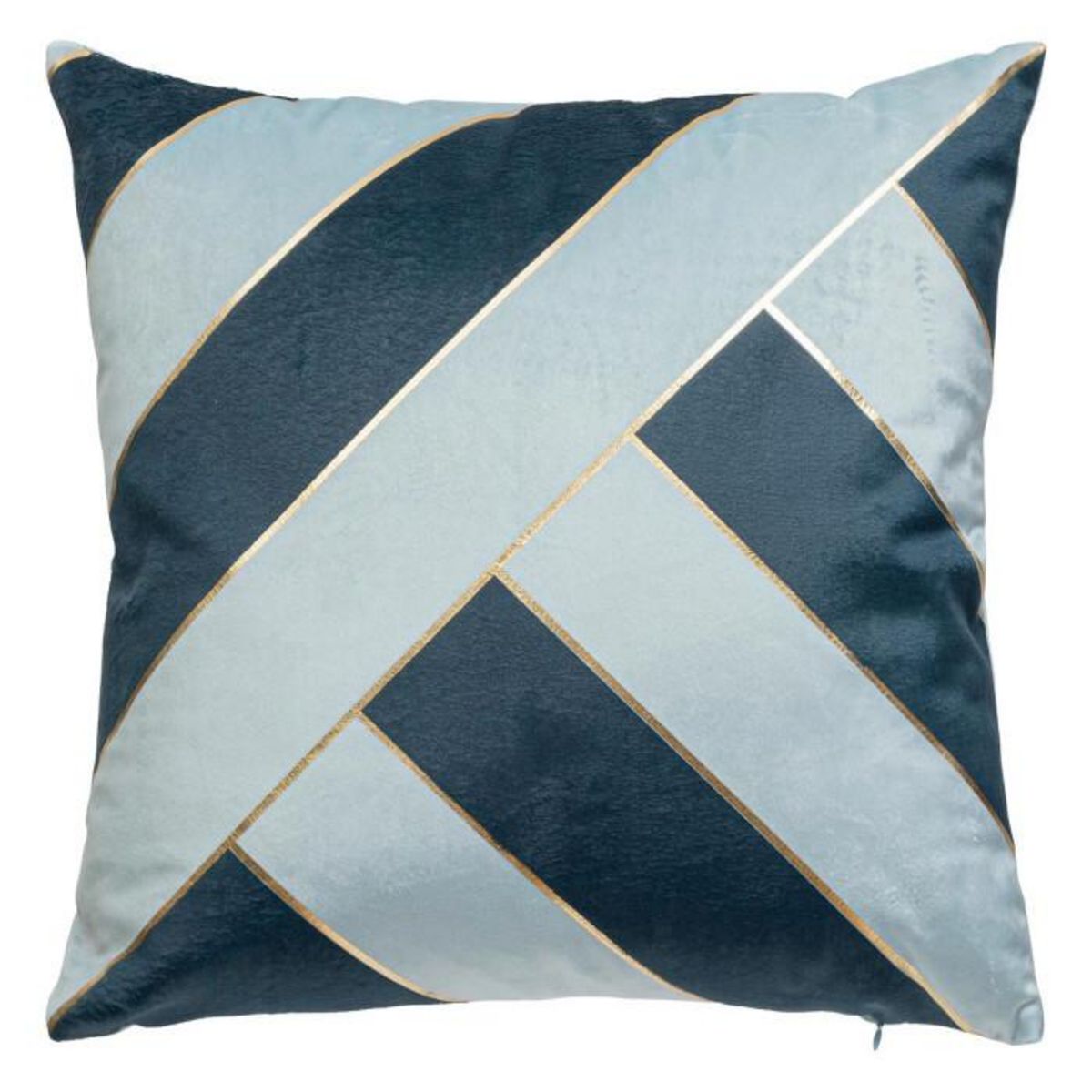 Paris Prix Coussin Déco Rayé en Velours  Nelya  40x40cm Bleu