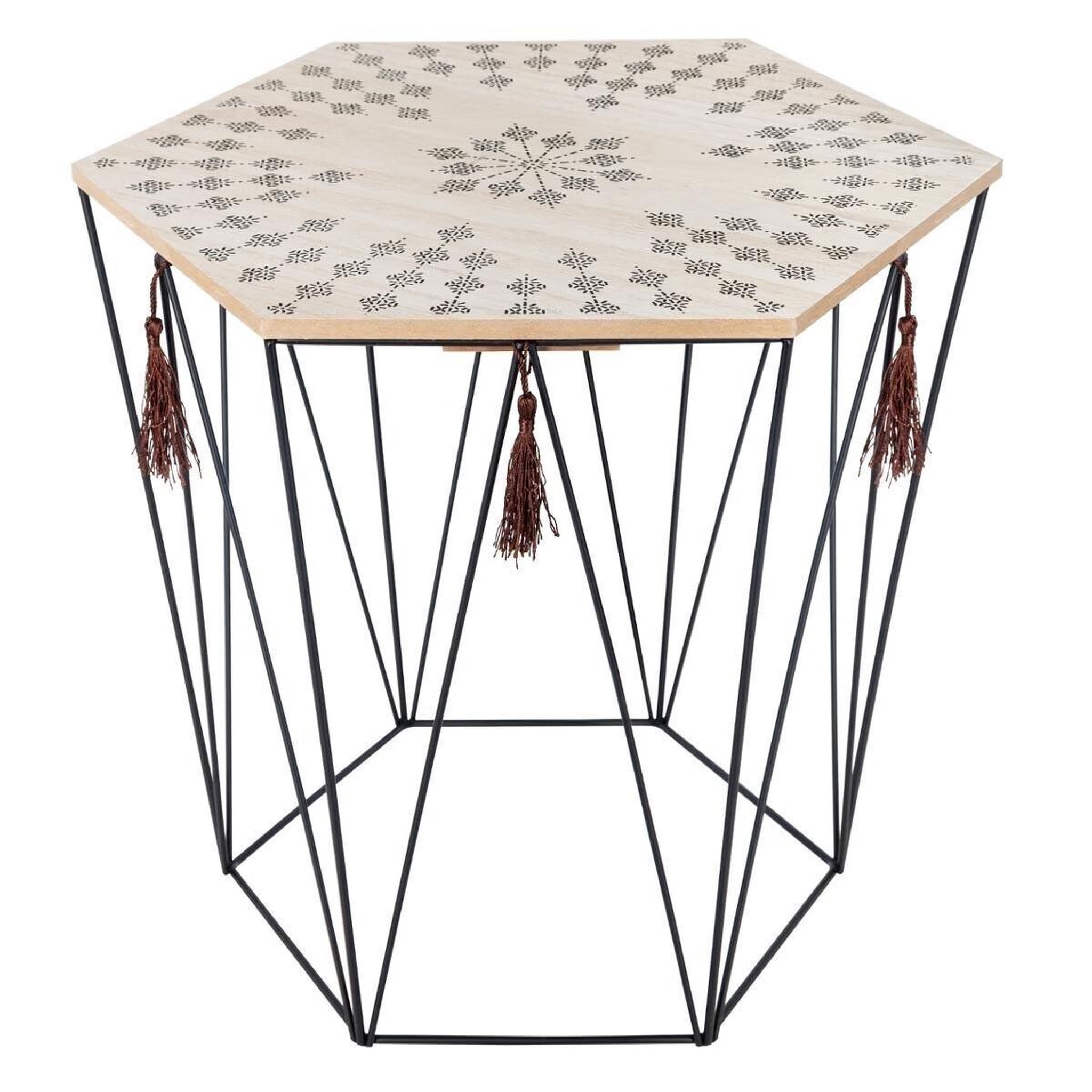 ATMOSPHERA Table à Café Octogonale en Métal  Etnik  40cm Noir