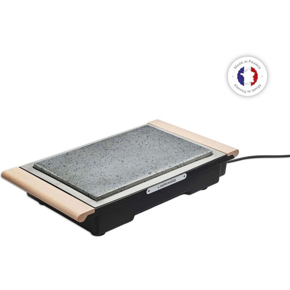 LAGRANGE Plancha électrique Grill' Pierre Classic bois clair à poser, 37x23 cm