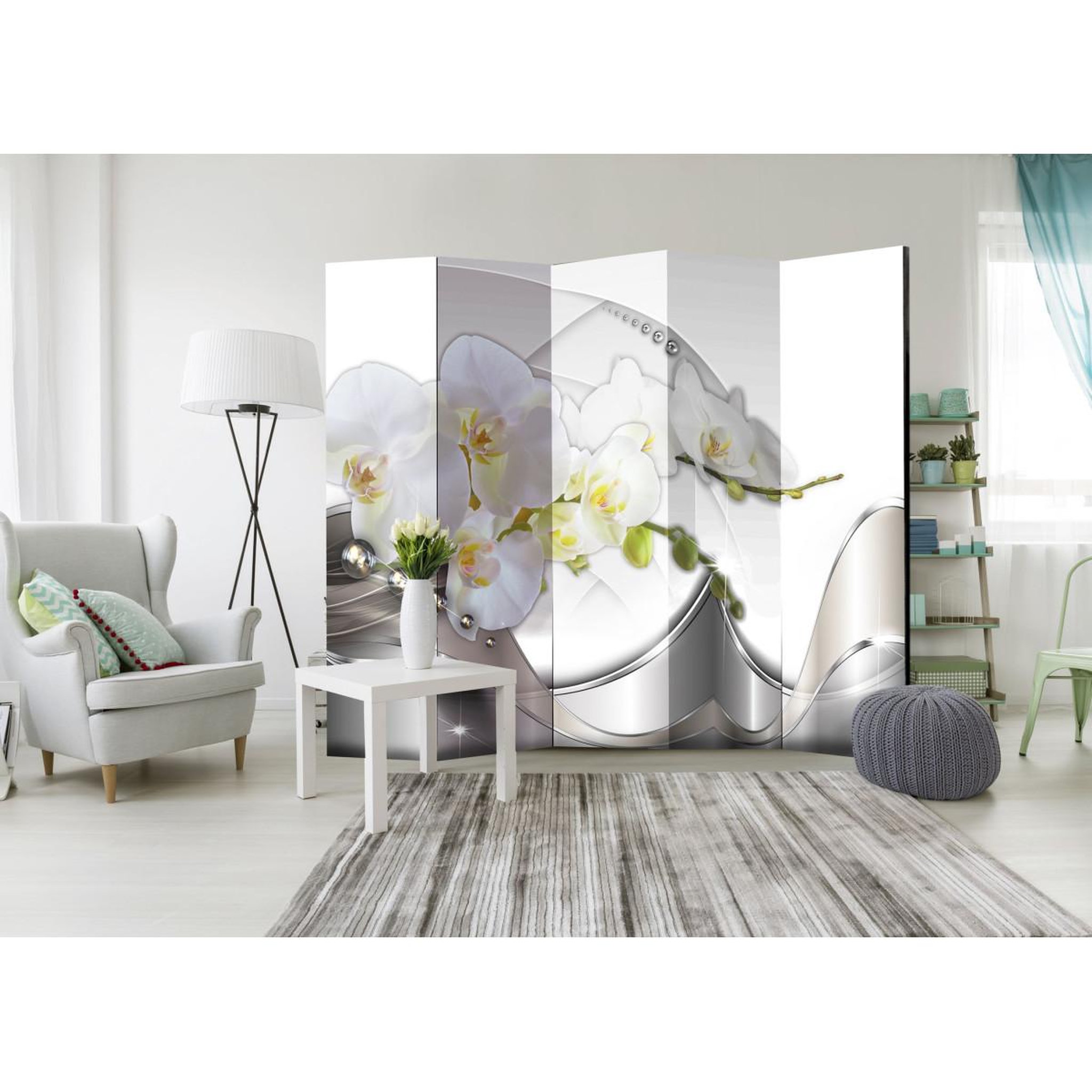 Voir la diapositive 2 : Paris Prix Paravent 5 volets  pearl dance of orchids  172x225cm