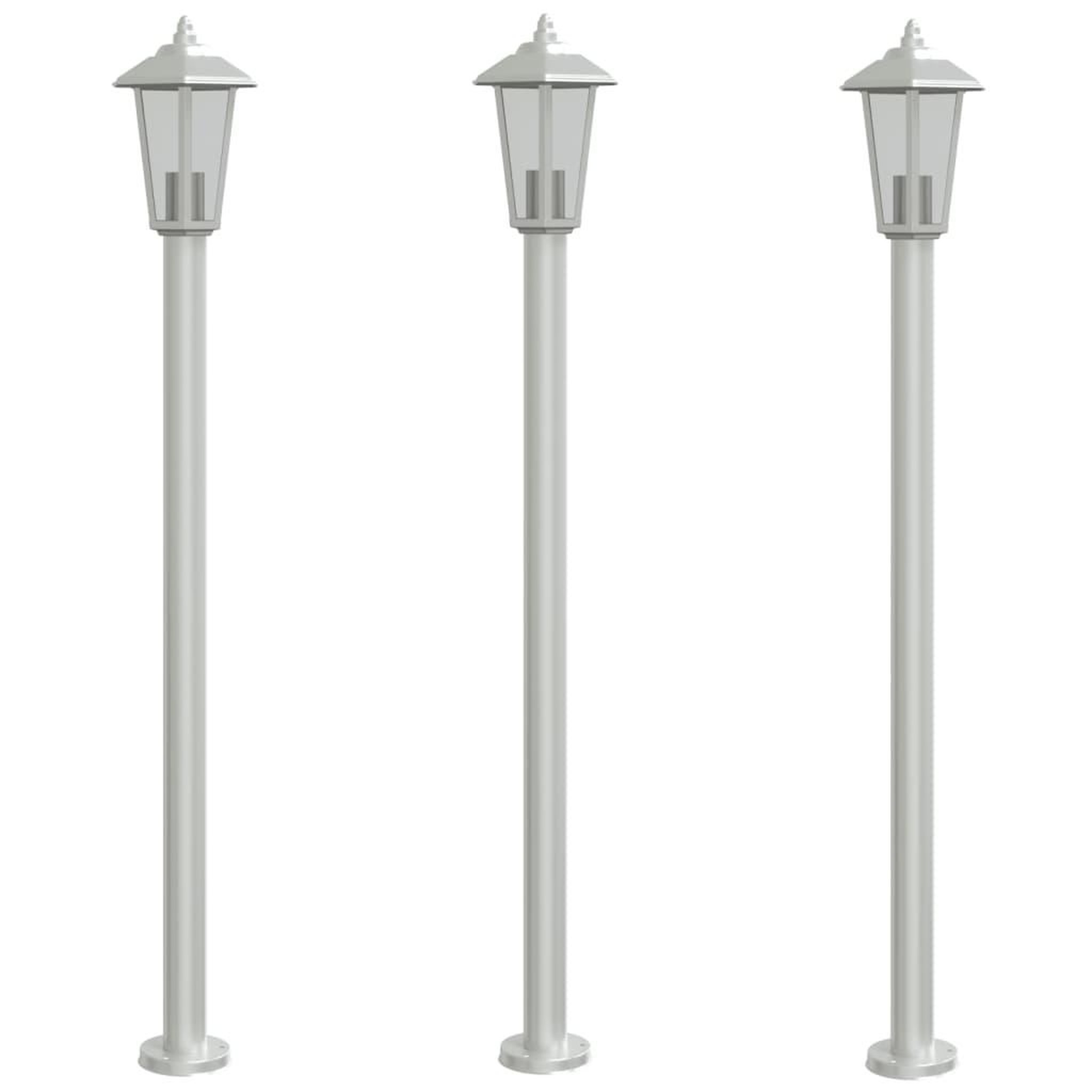 Voir la diapositive 2 : VIDAXL Lampadaires d'exterieur 3 pcs argente 120 cm acier inoxydable