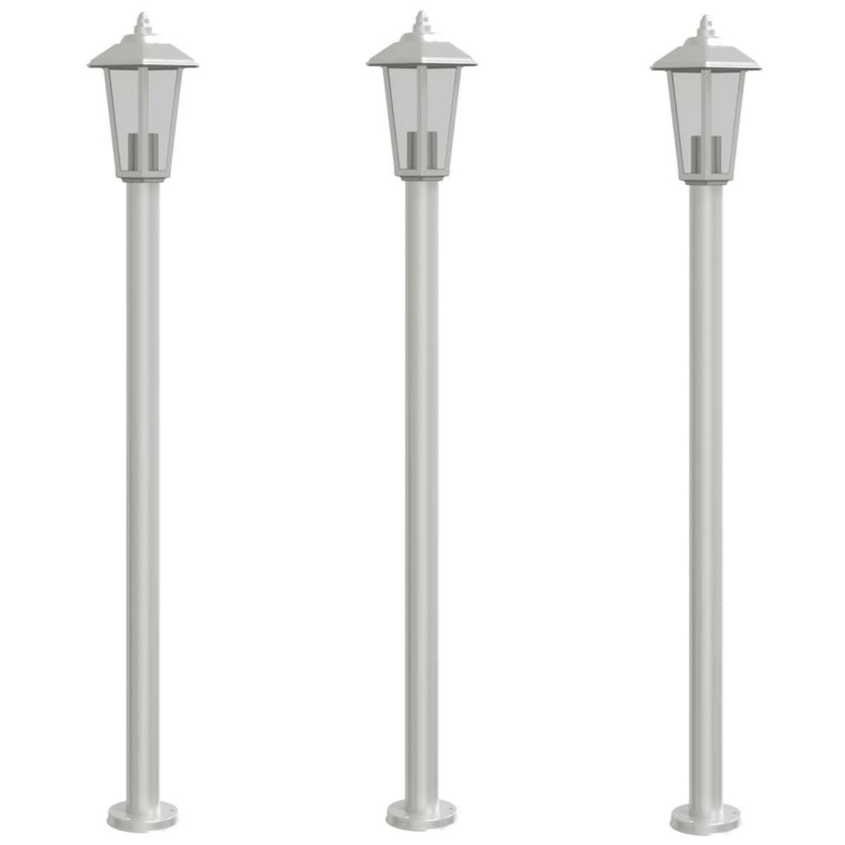 VIDAXL Lampadaires d'exterieur 3 pcs argente 120 cm acier inoxydable
