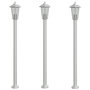 Voir la diapositive 2 : VIDAXL Lampadaires d'exterieur 3 pcs argente 120 cm acier inoxydable