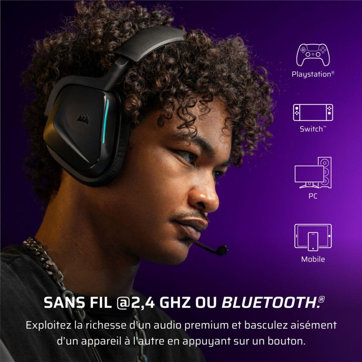 Corsair Casque gamer VOID WIRELESS v2 Carbon PS5