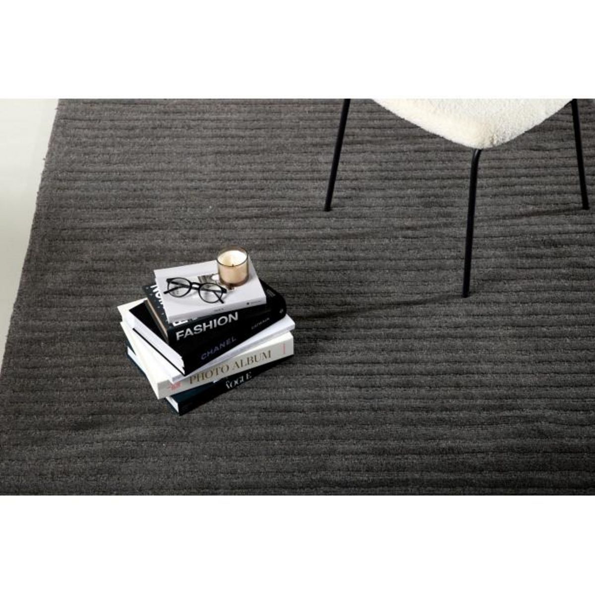 Paris Prix Tapis Déco en Laine  Milton  202x300cm Gris Foncé