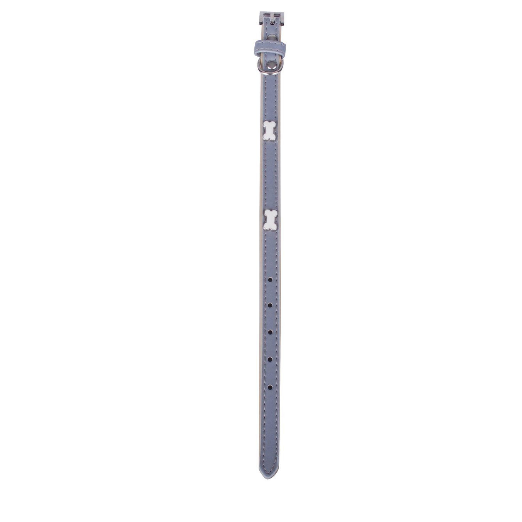 DIVERS Collier pour chien réfléchissant os - Taille S. Coloris disponibles : Gris