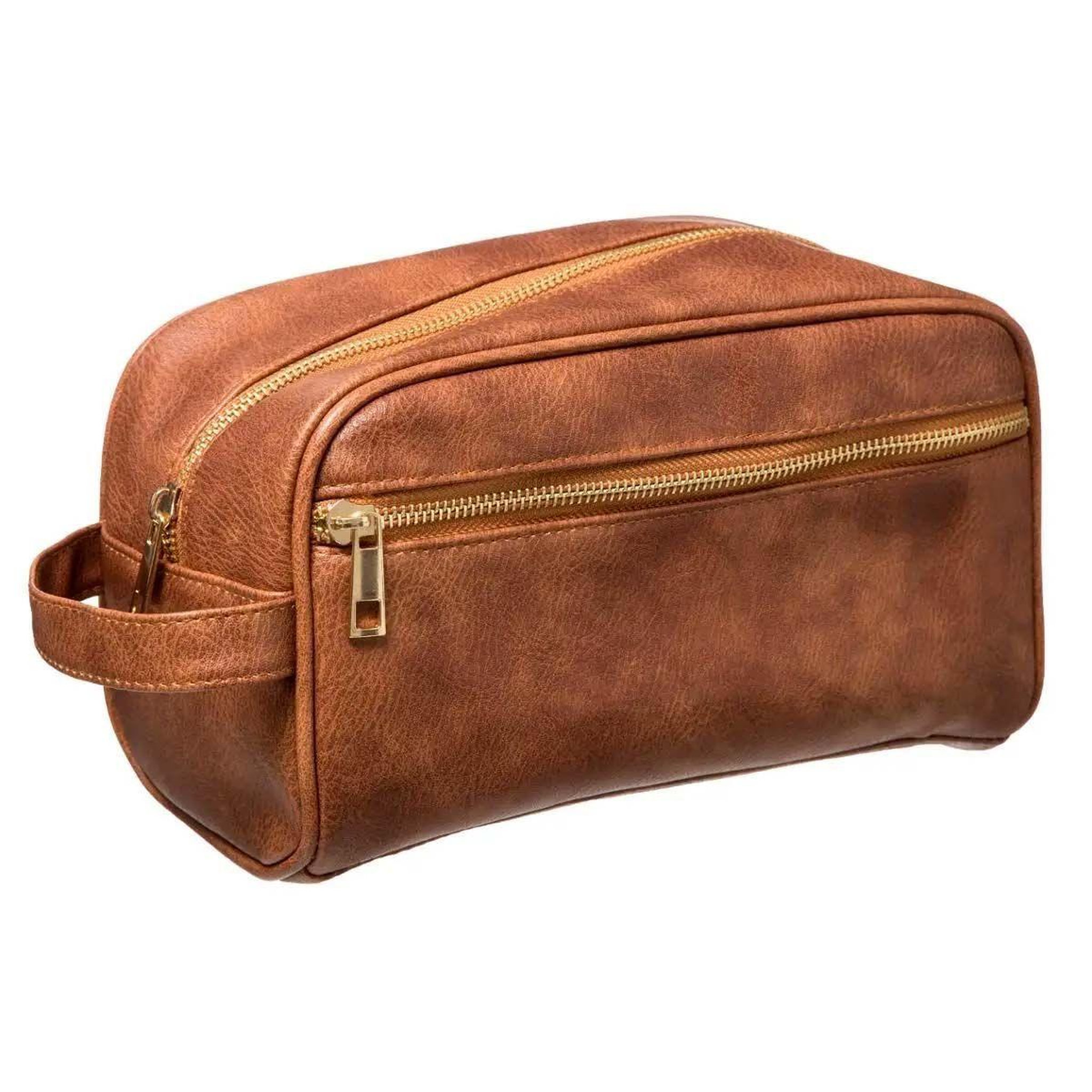 Body beauty Trousse de toilette  vintage  25cm marron caramel