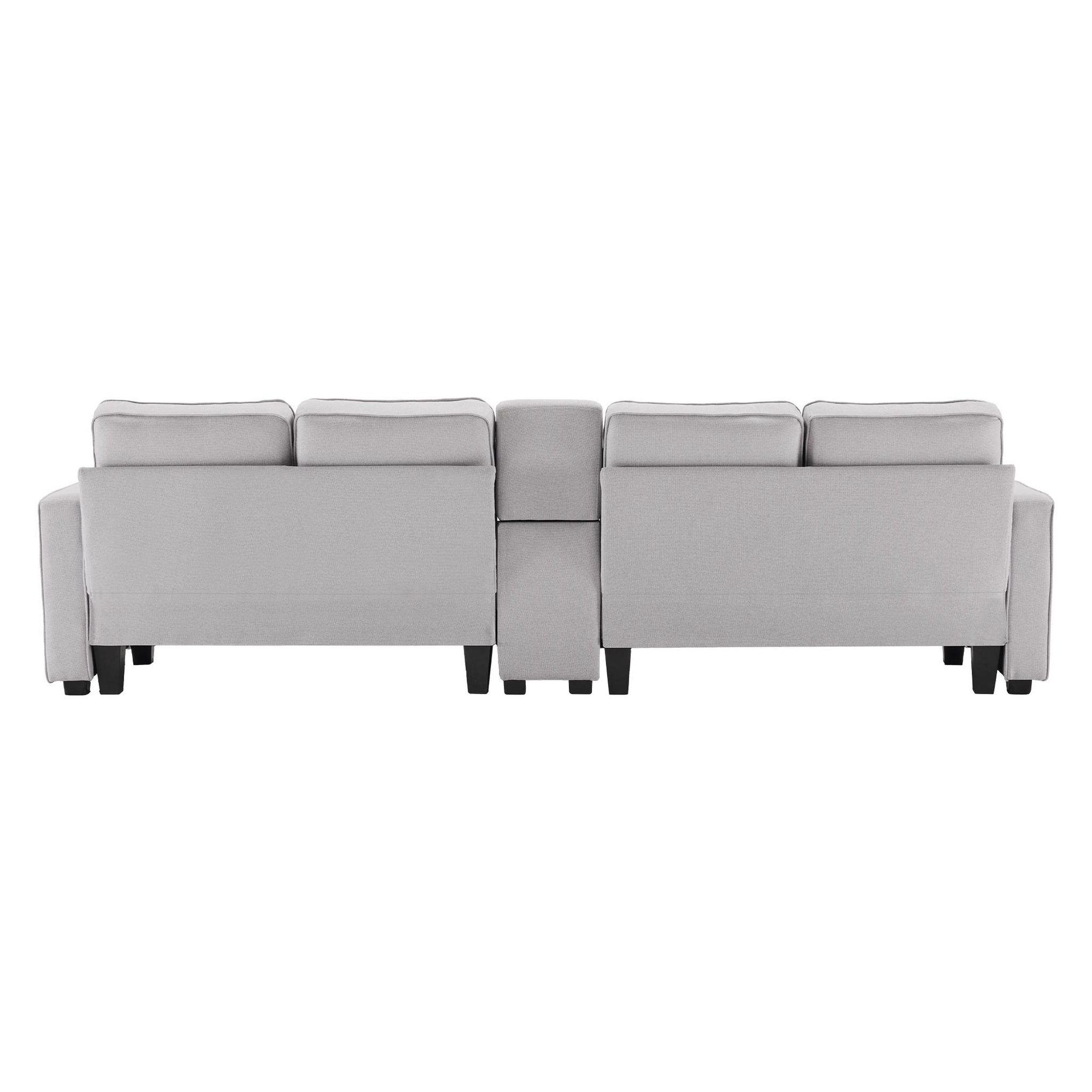 Voir la diapositive 5 : MERAX Canapé 4 Places Fixe Lin Avec 2 Porte-gobelets, 2 Ports USB