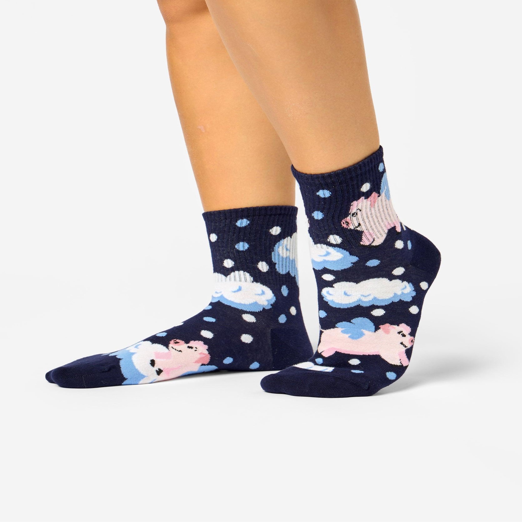 Voir la diapositive 3 : DEDOLES Chaussettes courtes cochons dans les nuages