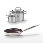 ELO Lot Poêle 24 cm avec revêtement céramique sans PFAS & 2 Faitouts Elo Bistro Line Citrin