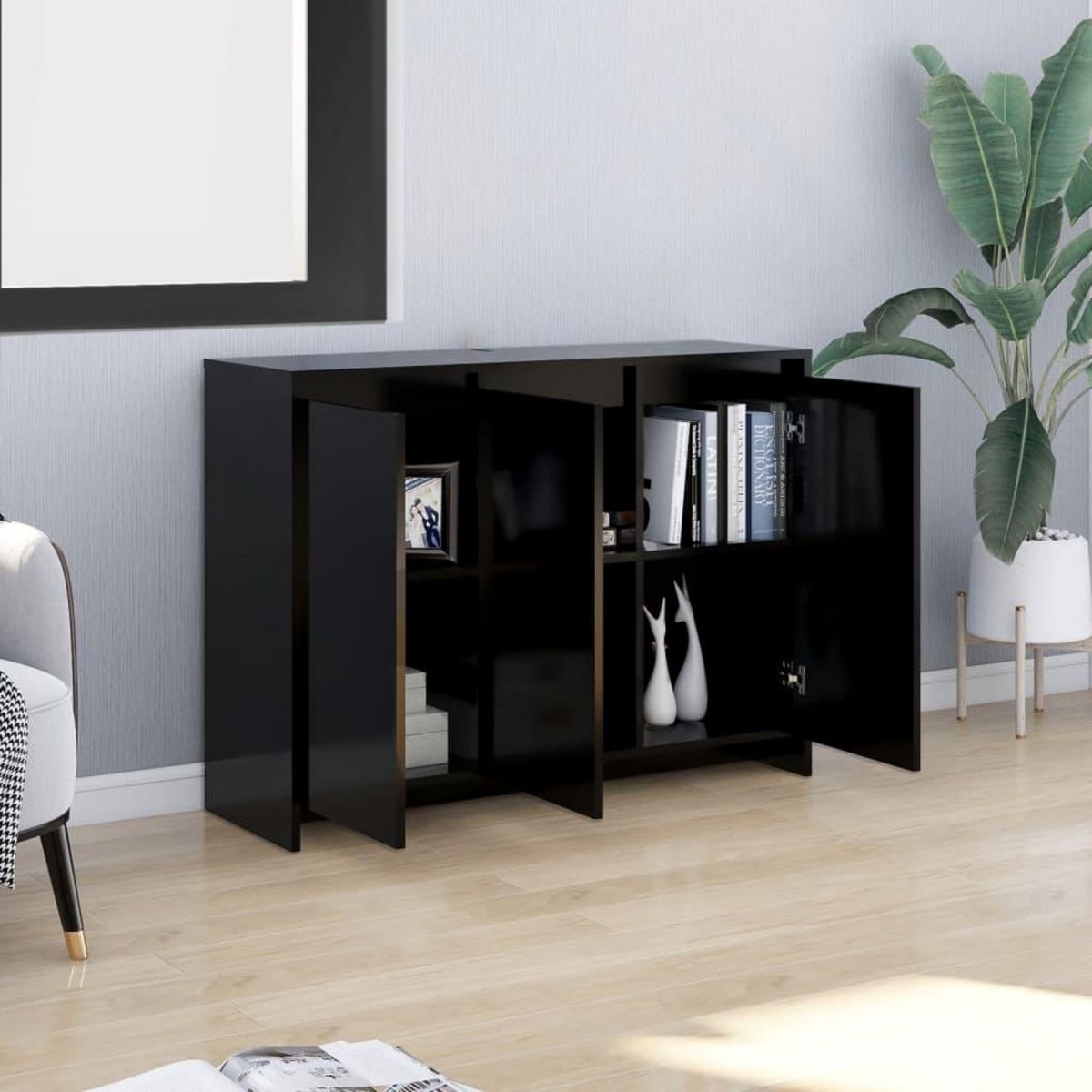 VIDAXL Buffet Noir 102x33x75 cm Bois d'ingenierie