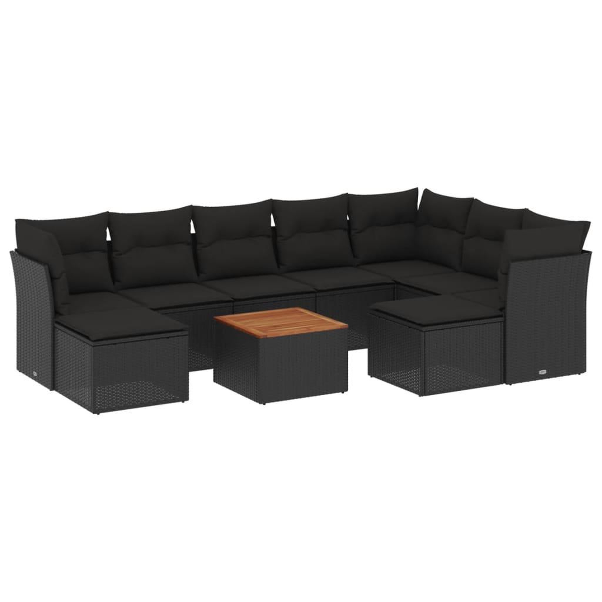 Voir la diapositive 2 : VIDAXL Salon de jardin 10 pcs avec coussins noir resine tressee