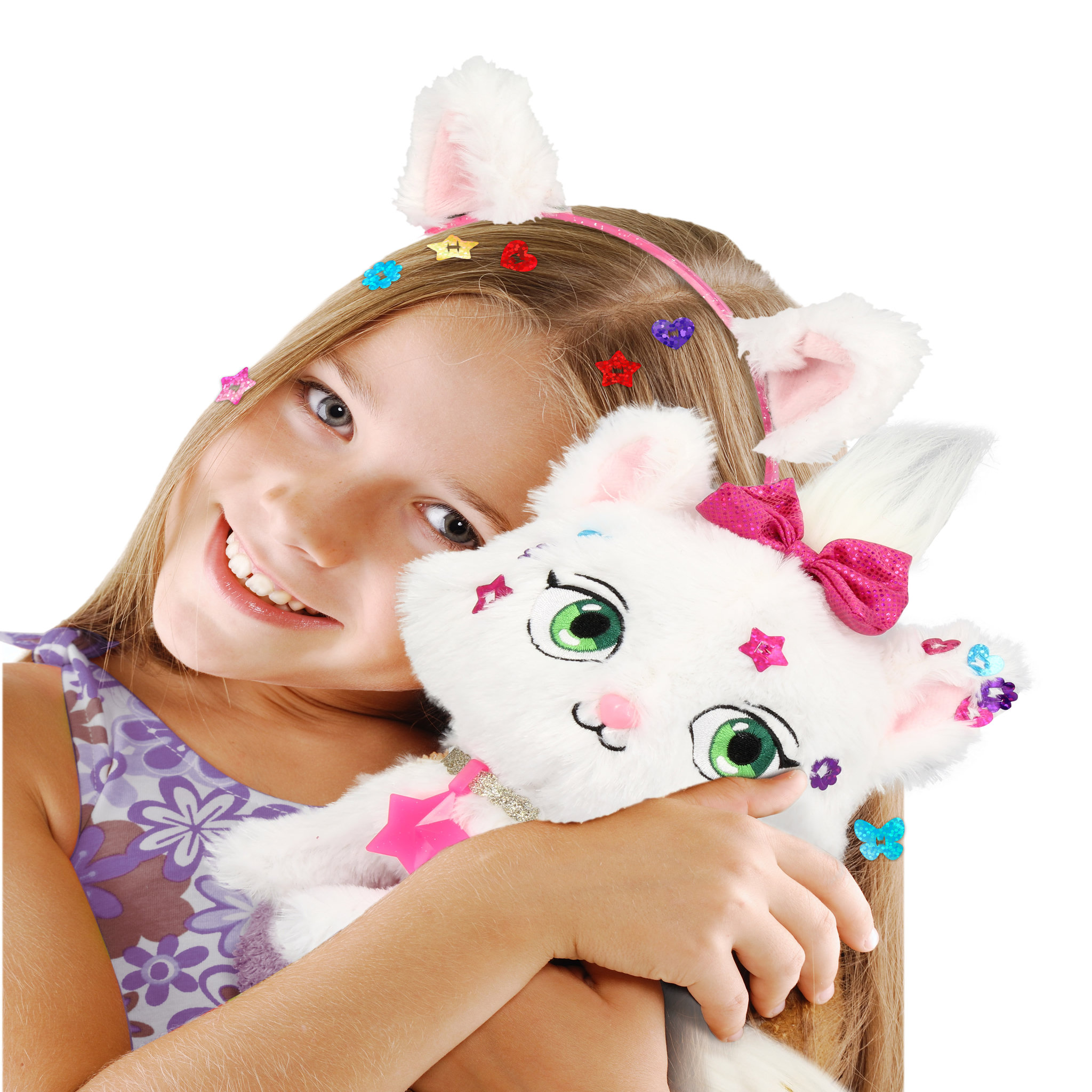 Voir la diapositive 3 : TALDEC Shimmer stars - Peluche chat à personnaliser