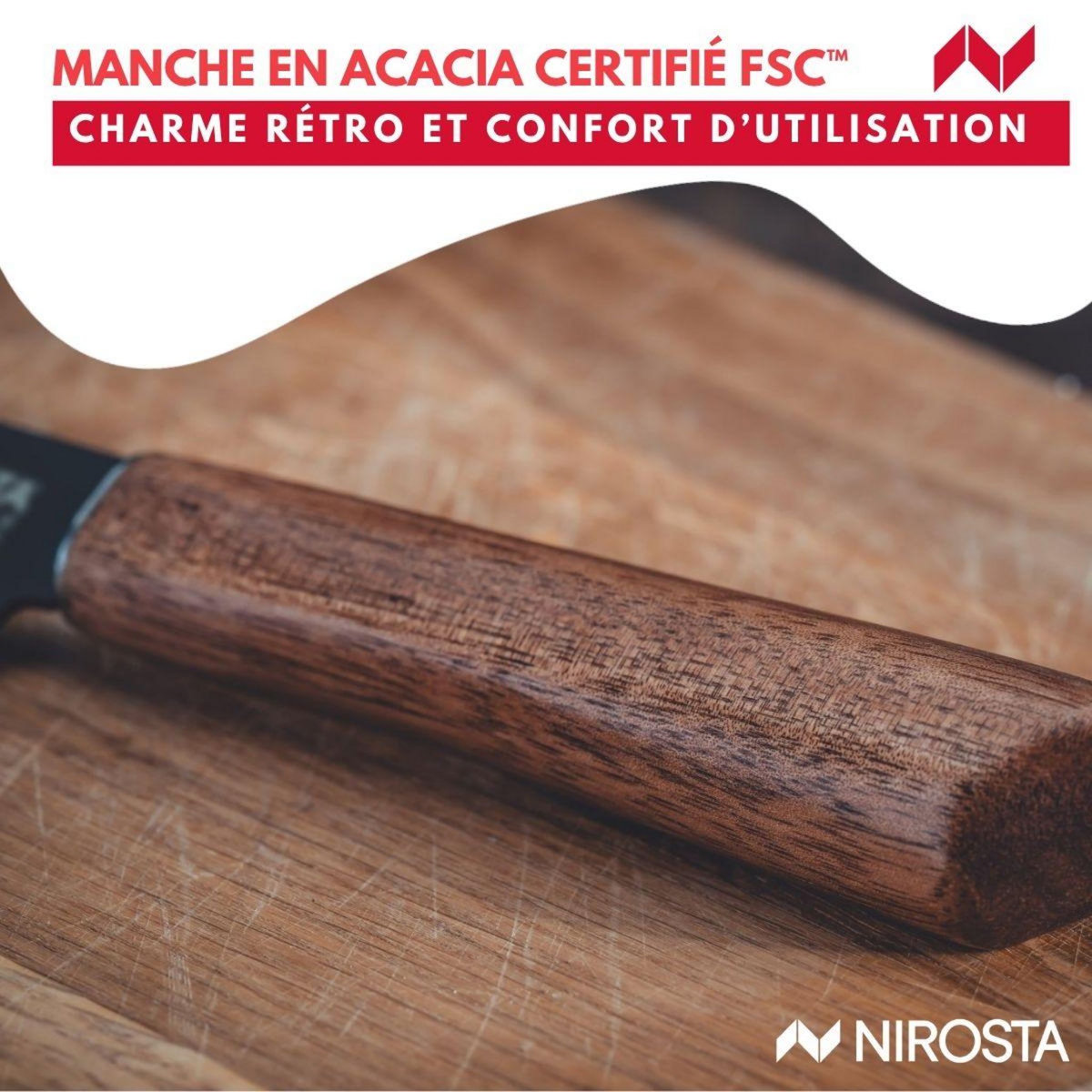NIROSTA Couteau de cuisine lame crantée 24 cm Nirosta Flow