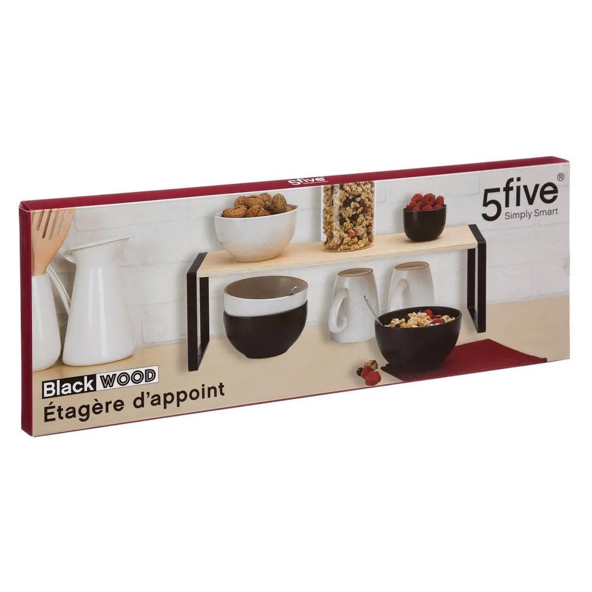 Voir la diapositive 3 : FIVE Étagère de cuisine  blackwood  50cm noir & naturel