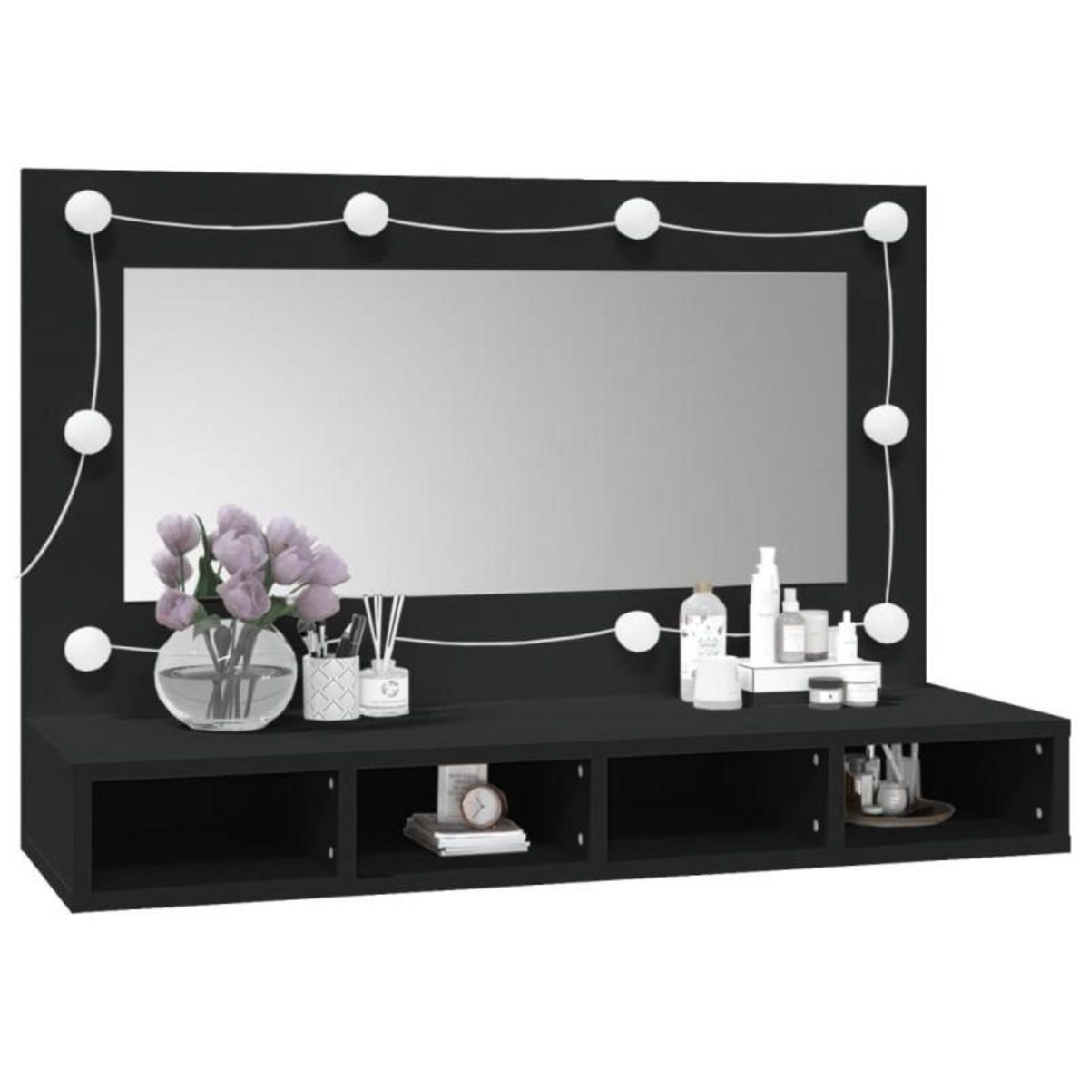 VIDAXL Armoire à miroir avec LED noir 90x31,5x62 cm