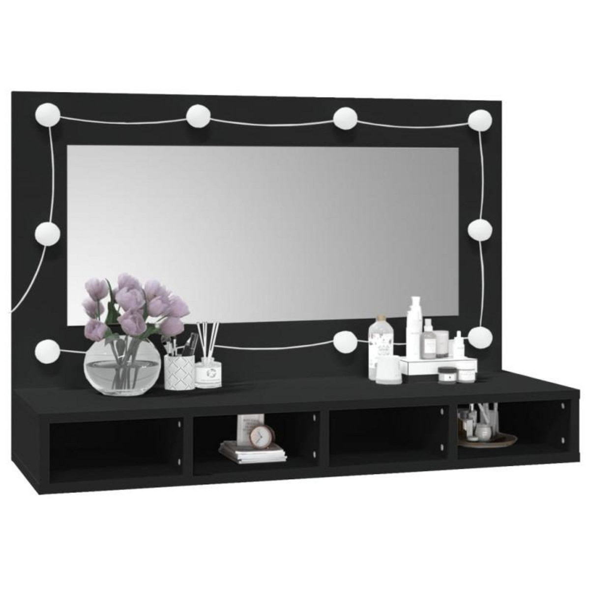 VIDAXL Armoire à miroir avec LED noir 90x31,5x62 cm