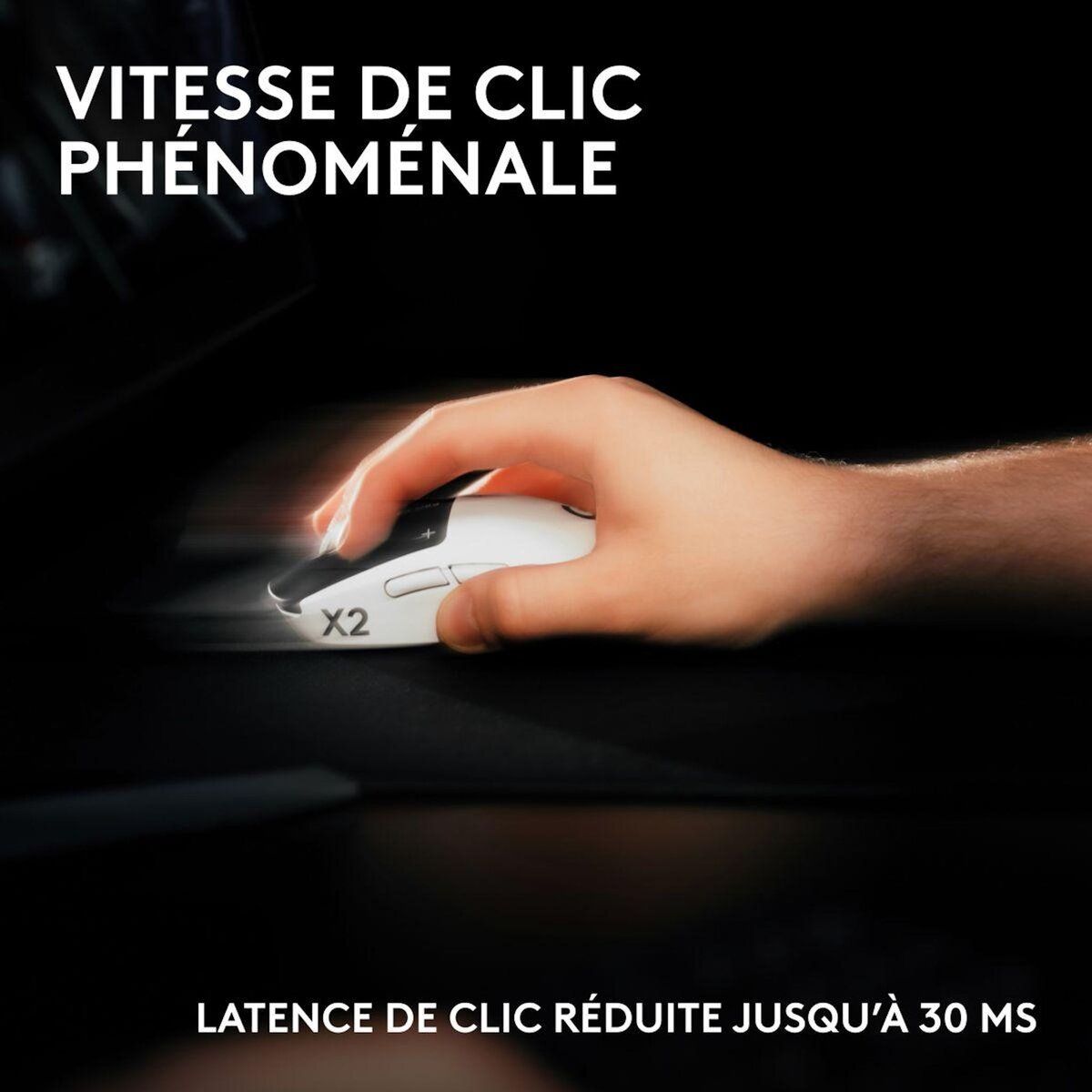 Logitech Souris Gamer Sans Fil PRO X2 SUPERSTRIKE LUNAR ECLIPSE