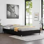 IDIMEX Lit futon double pour adulte NIZZA 140x190 cm 2 places / 2 personnes, avec sommier et pieds en métal chromé, tissu noir
