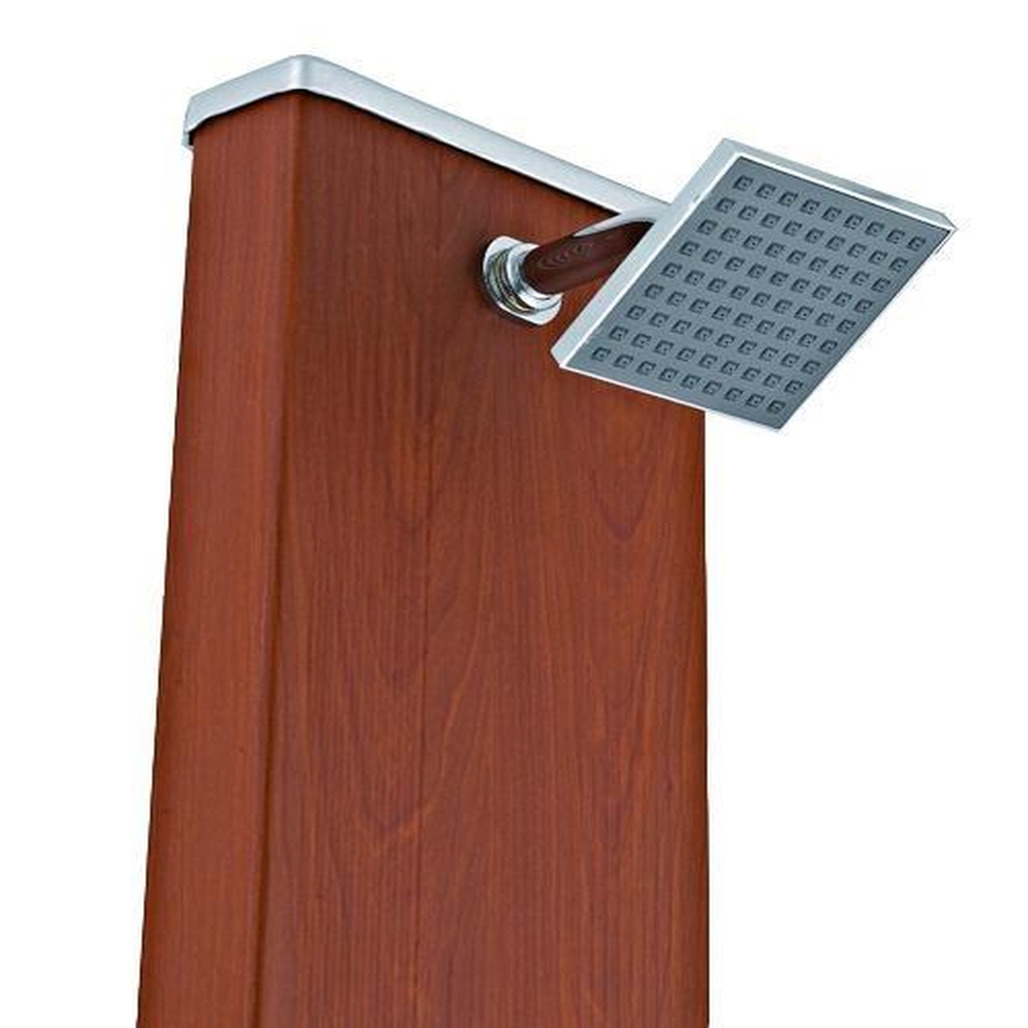GRE Douche solaire aluminium aspect bois ronde 32 litres