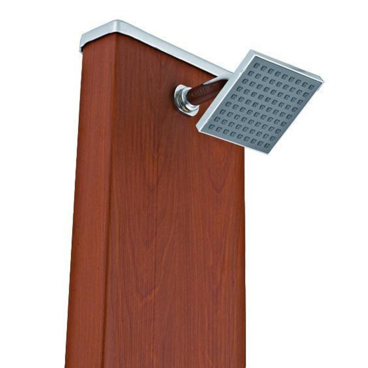 GRE Douche solaire aluminium aspect bois ronde 32 litres