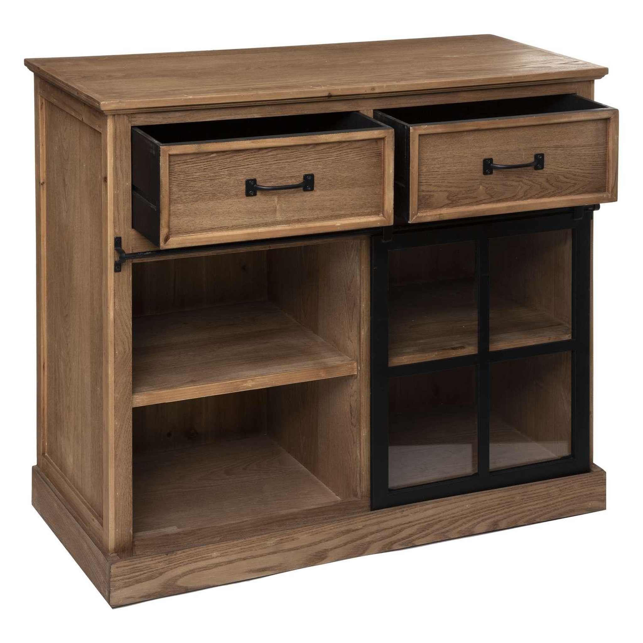 Voir la diapositive 3 : ATMOSPHERA Buffet avec porte coulissante en verre danik - marron et noir