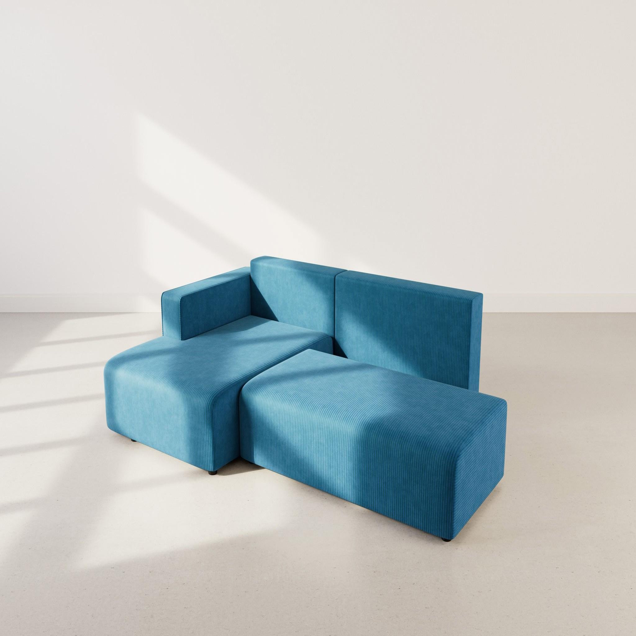 Voir la diapositive 3 : BEST MOBILIER Topaze - canapé d'angle gauche 4 places convertible avec coffre en velours côtelé