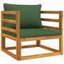 Voir la diapositive 2 : VIDAXL Chaise de jardin avec coussins verts bois massif d'acacia