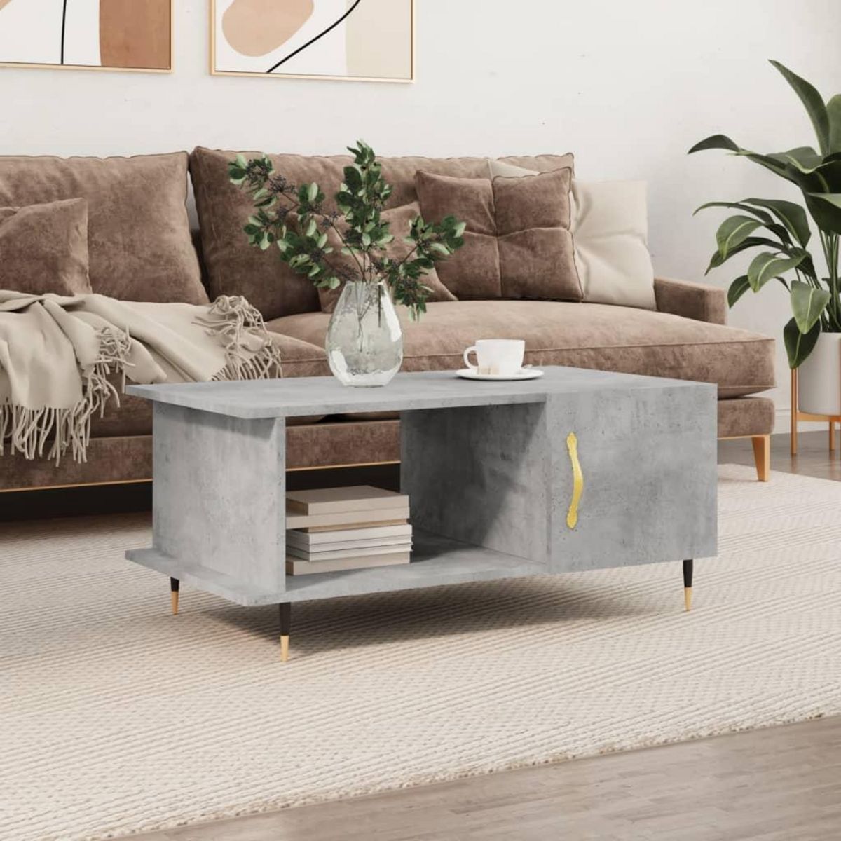 VIDAXL Table basse gris beton 90x50x40 cm bois d'ingenierie