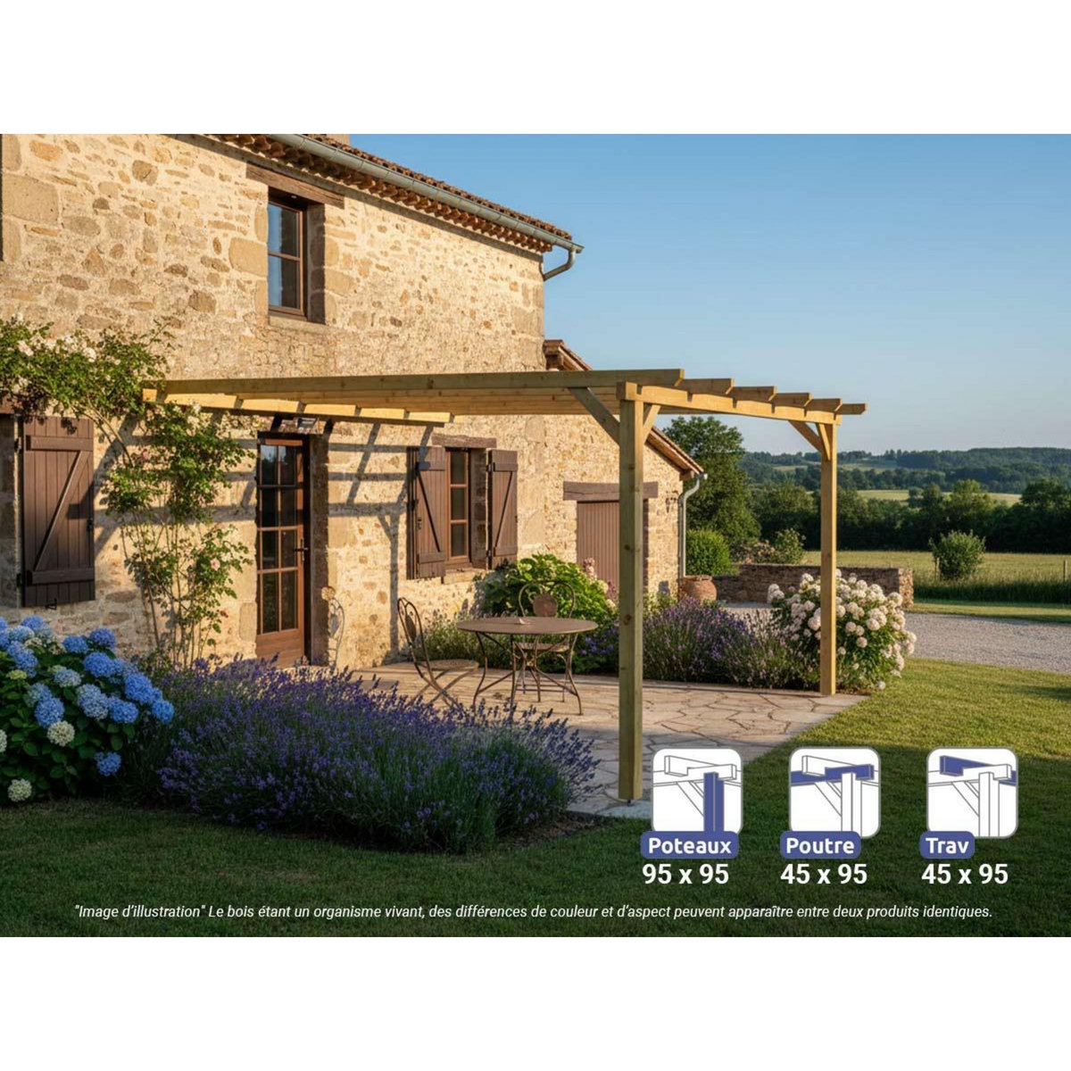 JARDIDECO Pergola adossée en bois massif Orléans 420 x 420 cm - Maderland