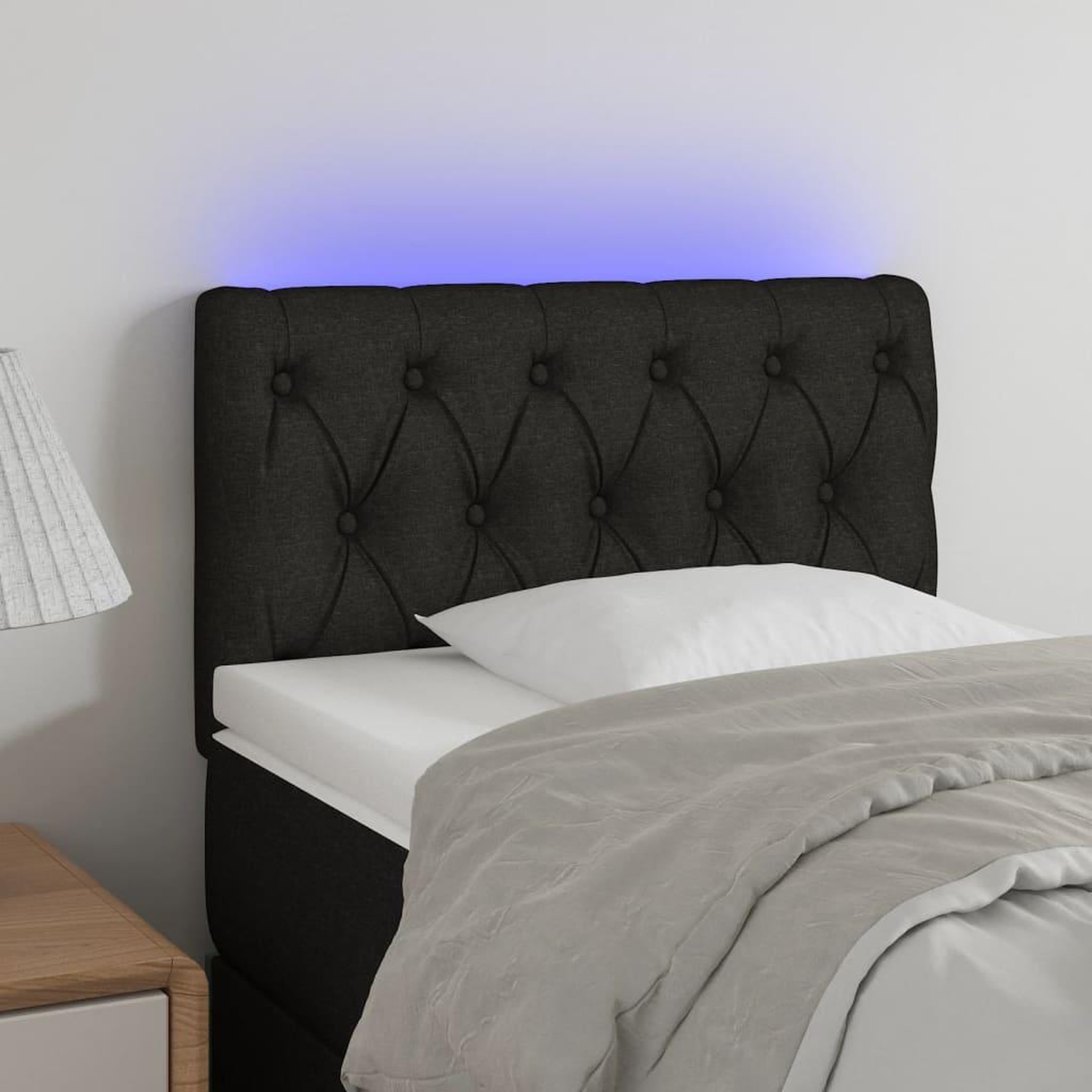 Voir la diapositive 1 : VIDAXL Tete de lit a LED Noir 80x7x78/88 cm Tissu