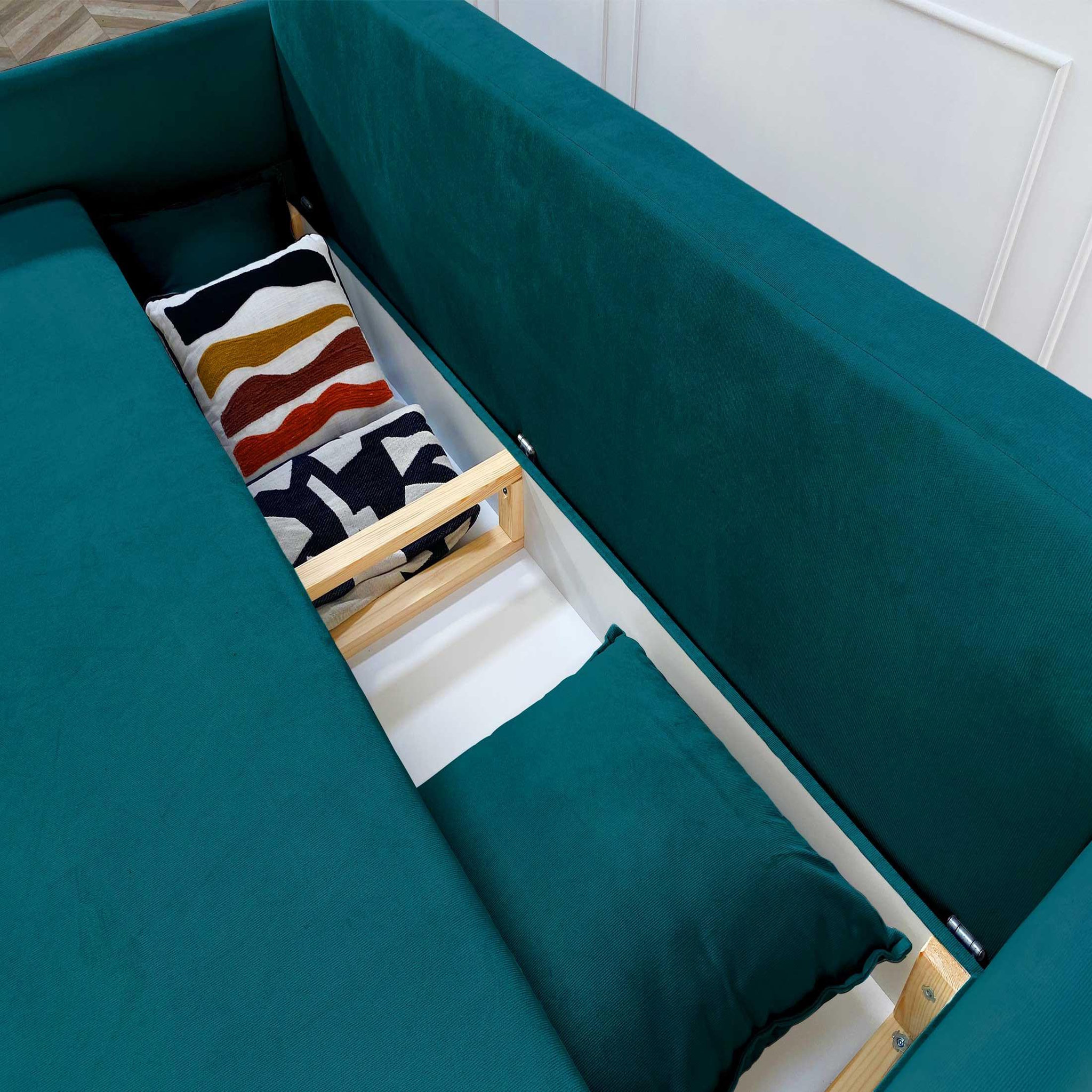 Voir la diapositive 3 : LISA DESIGN Apia - canapé 3 places - convertible avec coffre - en velours