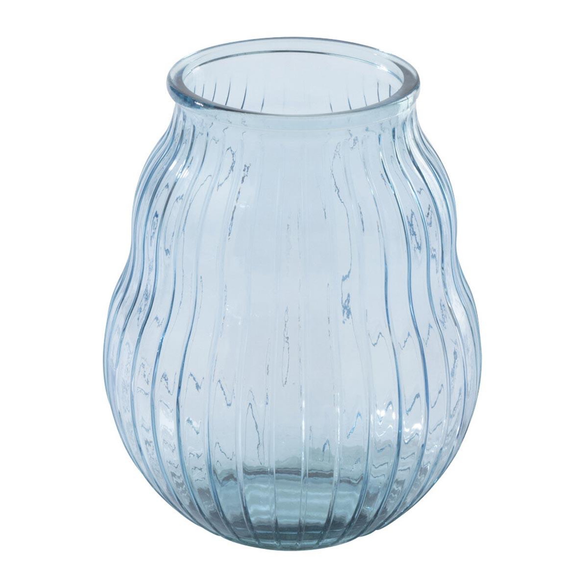 J-LINE Photophore Design en Verre  Ligné  35cm Bleu