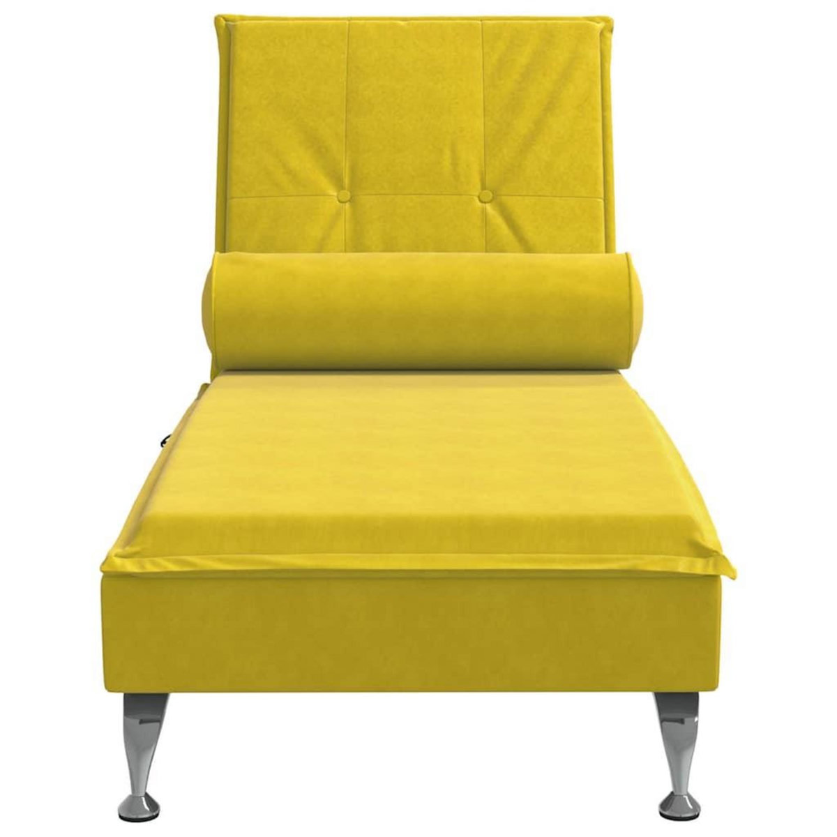 VIDAXL Chaise longue de massage avec traversin jaune velours