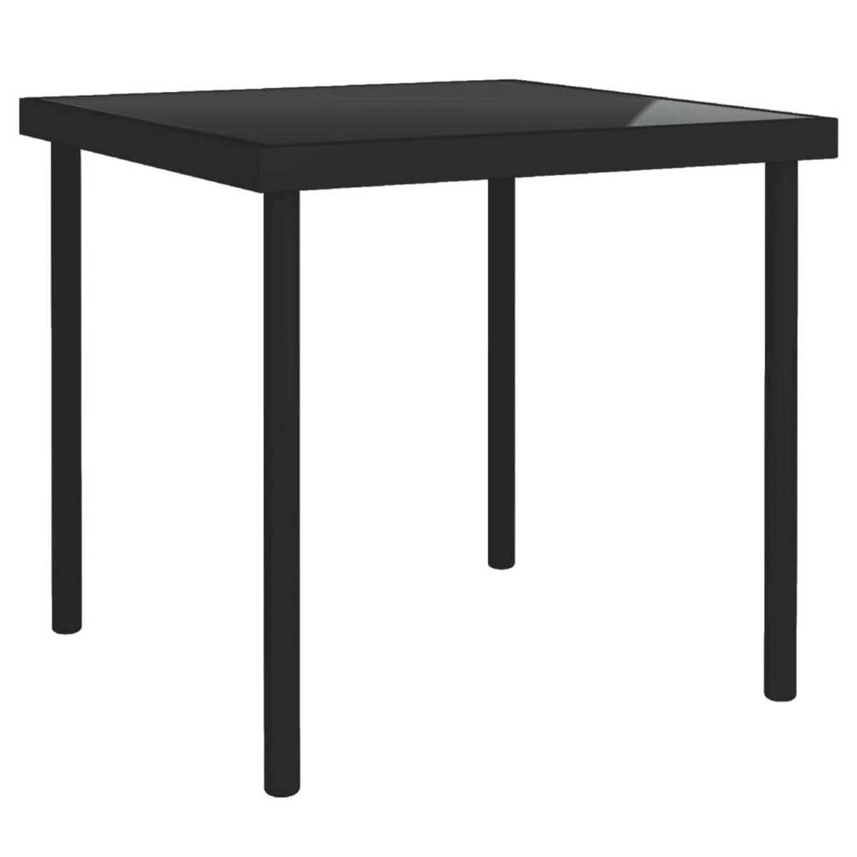 VIDAXL Table a dîner d'exterieur Noir 80x80x72 cm Verre et acier