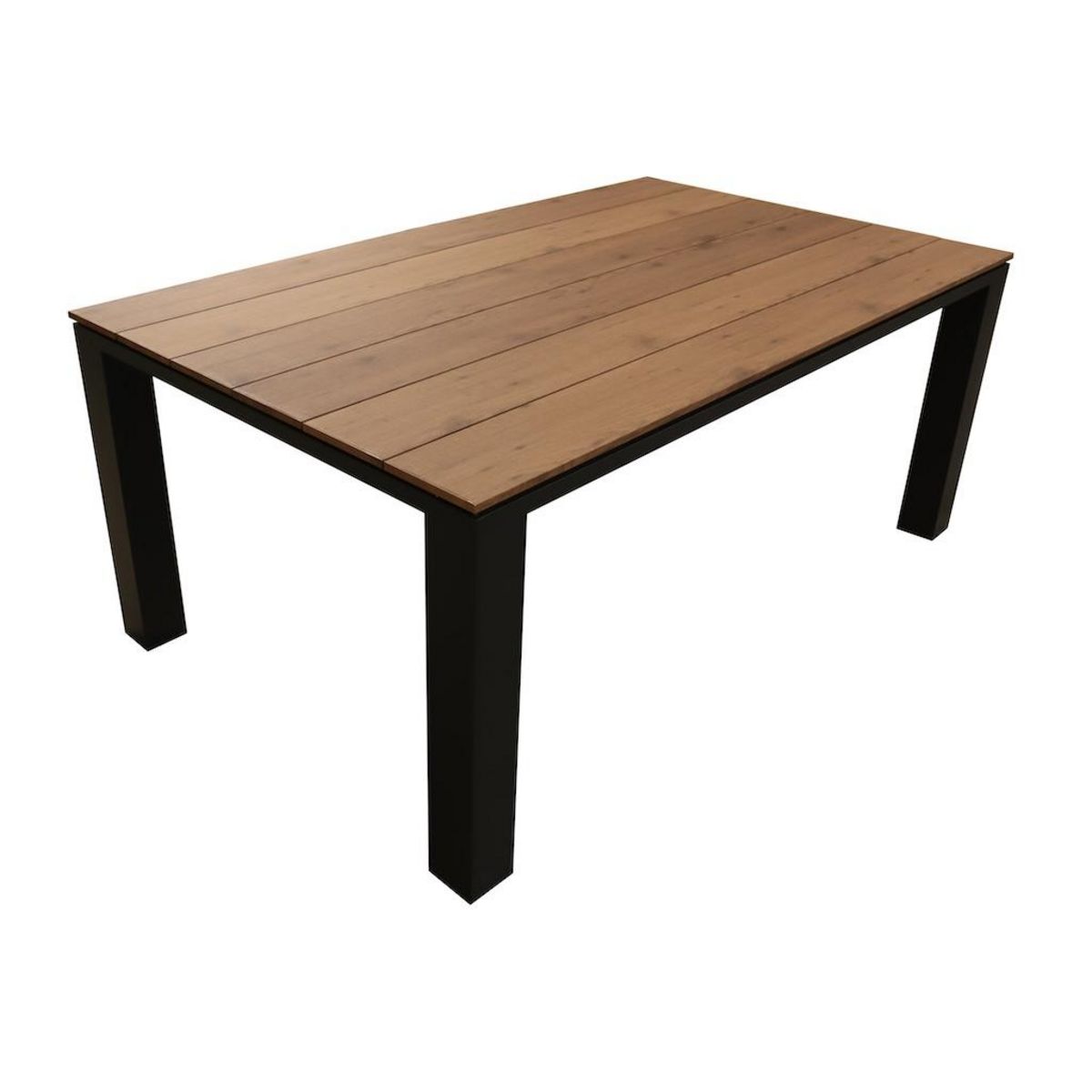 Proloisirs Table fixe - ELENA - Aluminium époxy graphite - Plateau lames fibre stone bois structure - 180 x 108 cm