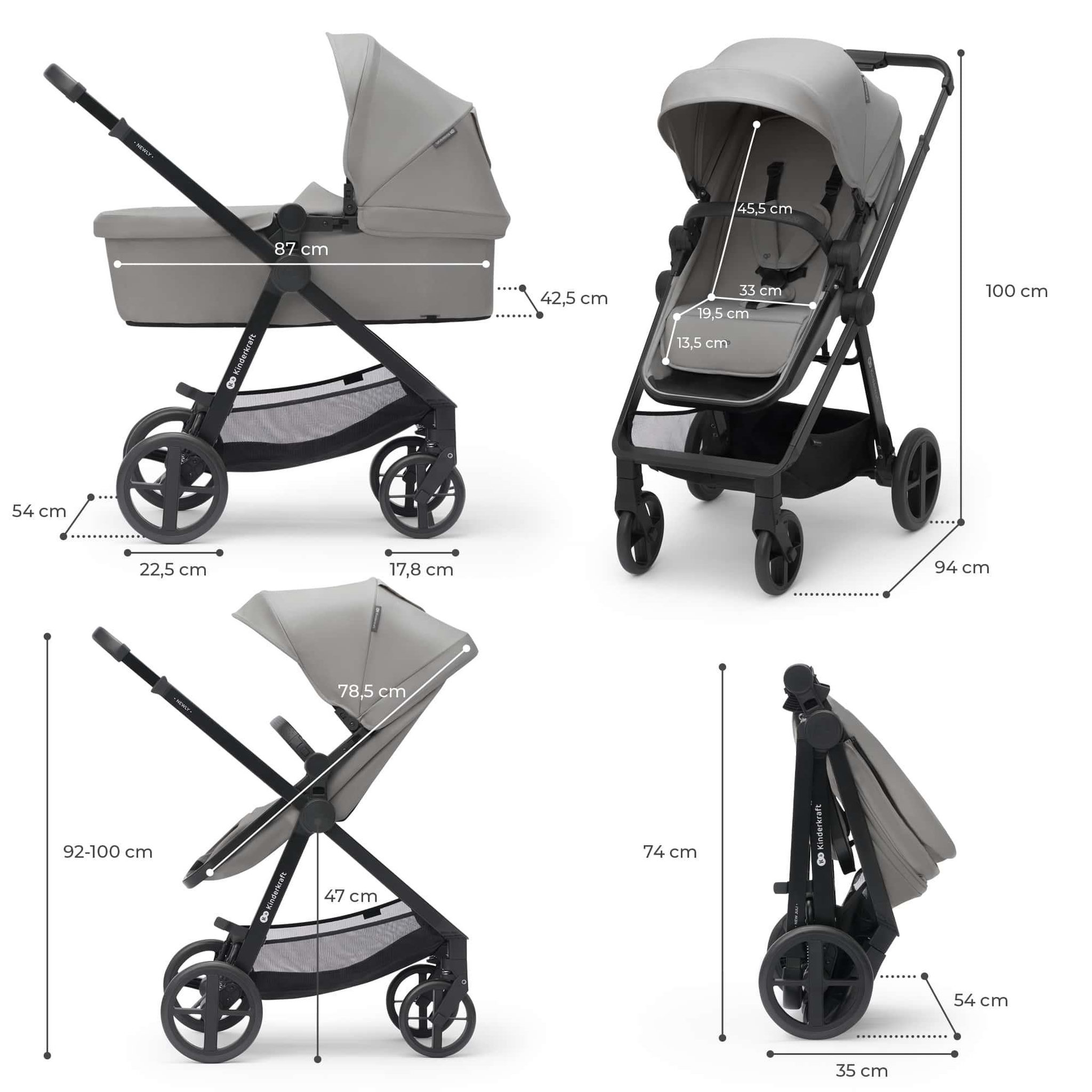 Voir la diapositive 6 : KINDERKRAFT Poussette 4en1 newly pratique et confortable